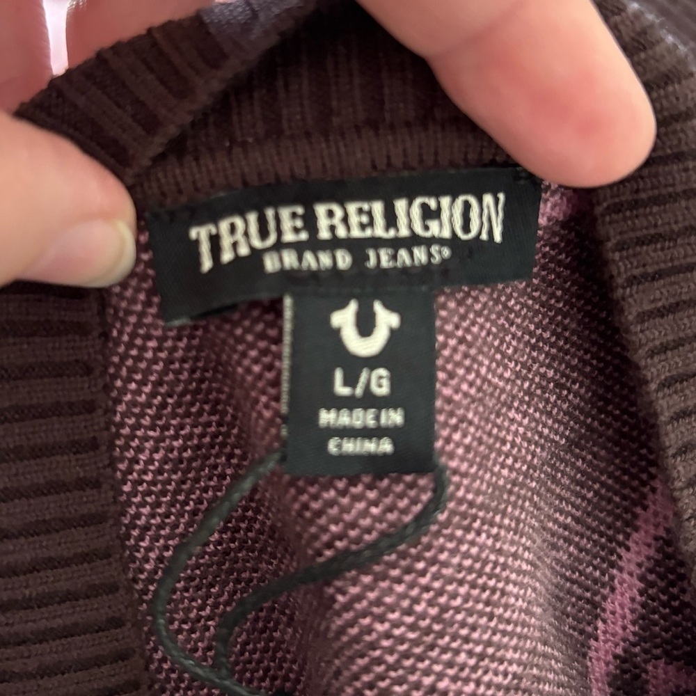 NWT True Religion women’s Monogram Jacquard Sweater sz L - Picture 3 of 9